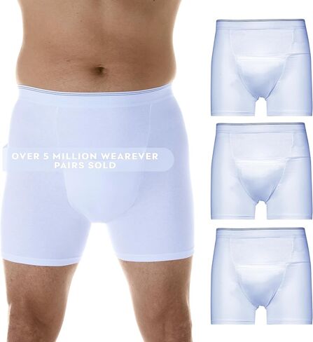 Wearever Men’s Incontinence H-Fly Boxer for Bladder Control w/Max Absorbency - Leak Proof Underwear for Men (Pack of 3) in Kuwait