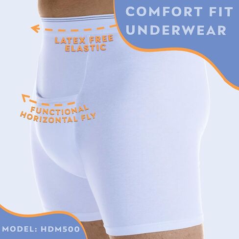 Wearever Men’s Incontinence H-Fly Boxer for Bladder Control w/Max Absorbency - Leak Proof Underwear for Men (Pack of 3) in Kuwait