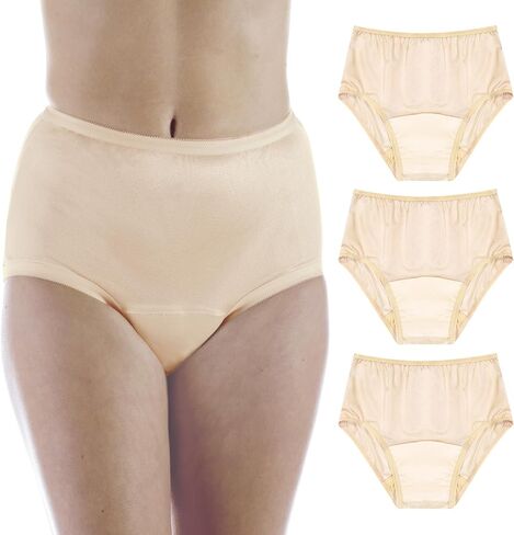 Wearever 3-Pack Women's Nylon Regular Absorbency Incontinence Panties Beige Medium (Fits Hip 38-40") in Saudi Arabia