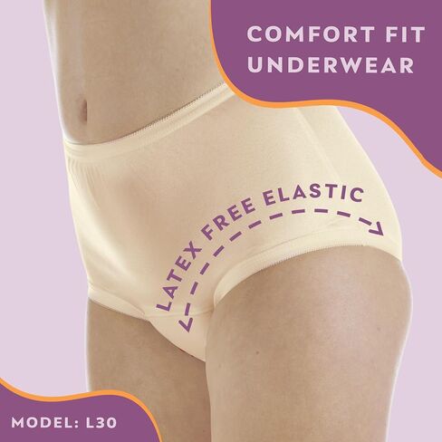 Wearever 3-Pack Women's Nylon Regular Absorbency Incontinence Panties Beige Medium (Fits Hip 38-40") in Saudi Arabia