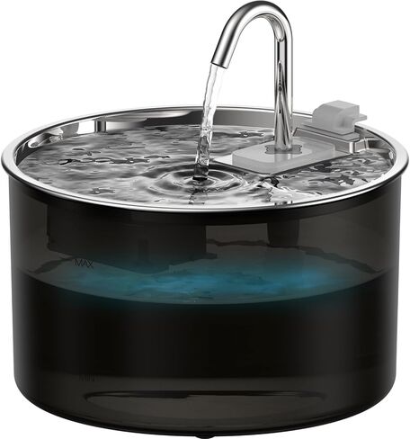 Cat Water Fountain Stainless Steel Lid, 3L/101oz Pet Water Fountain, Dog Water Fountain with Quiet Pump, Water Fountains for Cats Indoor with 4-Layer Filtration in Saudi Arabia