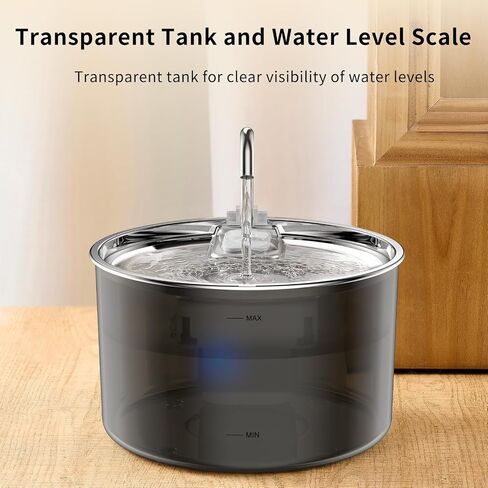 Cat Water Fountain Stainless Steel Lid, 3L/101oz Pet Water Fountain, Dog Water Fountain with Quiet Pump, Water Fountains for Cats Indoor with 4-Layer Filtration in Saudi Arabia