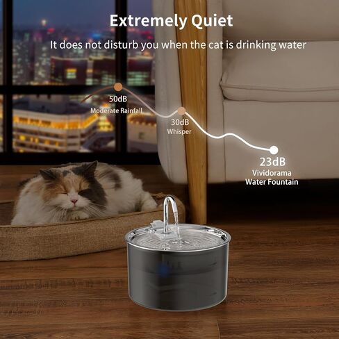 Cat Water Fountain Stainless Steel Lid, 3L/101oz Pet Water Fountain, Dog Water Fountain with Quiet Pump, Water Fountains for Cats Indoor with 4-Layer Filtration in Saudi Arabia