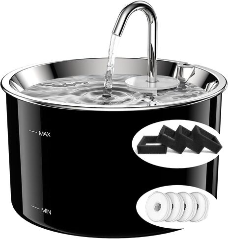 Cat Water Fountain Stainless Steel Lid, 3L/101oz Pet Water Fountain, Dog Water Fountain with Quiet Pump, Water Fountains for Cats Indoor with 4-Layer Filtration in Saudi Arabia