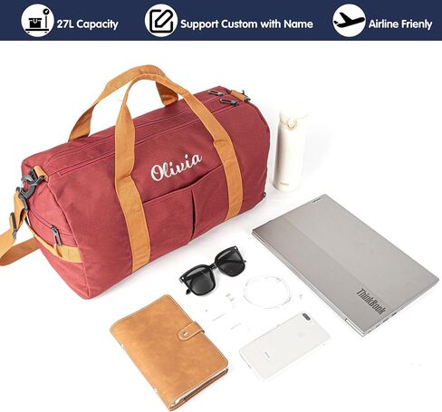 Duffle Bag for Men Personalized Overnight Bags Travel Bag with Durable Canvas Weekender Overnight Bag with Shoe Compartment Custom Groomsmen Gift for Travel Gym Storage Camping Moving (Black) in Saudi Arabia