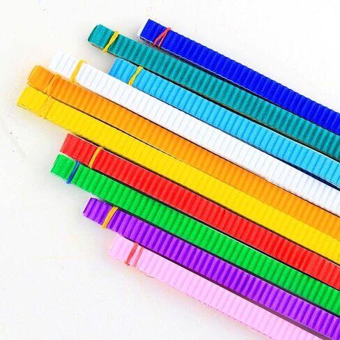 Corrugated Paper Strip in Assorted Colors Corrugated Bright for Craft and DIY Projects 6pc 0.8 * 26.5inch (red) in Kuwait