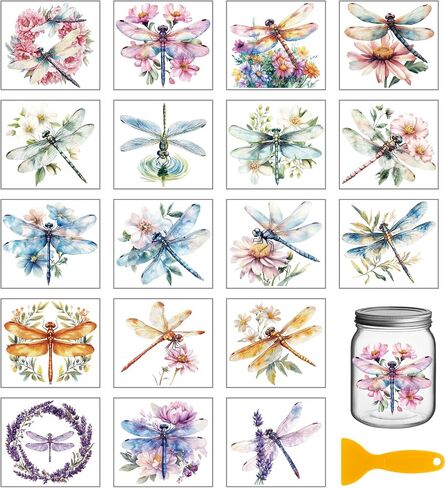 GLOBLELAND 18 Sheets Cute Bee Rub on Transfer 3.9x3.6inch Colorful Insect Flowers Vase Home Decals Daisy Cup Transfer Stickers for Furniture Vase Glass Art Crafts Decorations in Saudi Arabia
