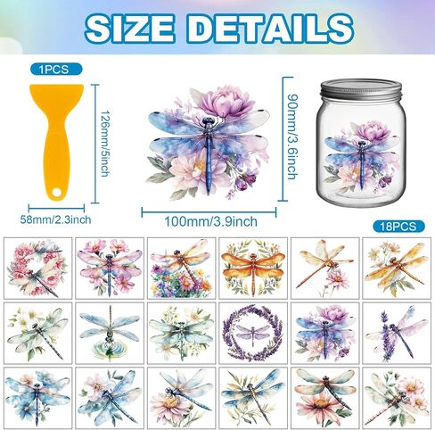 GLOBLELAND 18 Sheets Cute Bee Rub on Transfer 3.9x3.6inch Colorful Insect Flowers Vase Home Decals Daisy Cup Transfer Stickers for Furniture Vase Glass Art Crafts Decorations in Saudi Arabia