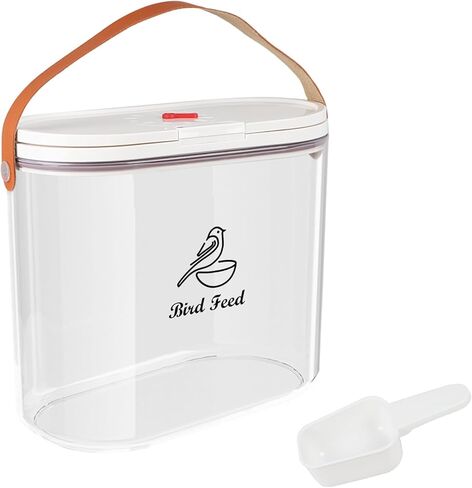 Airtight Pet Cat Food Storage Container 6Lbs|Portable Cat Food Canister with Handle|Clear Cat Food Bin with Food Scoop|ideal for Dog Cat Food Kibble|Clear Plastic-BPA Free in Kuwait