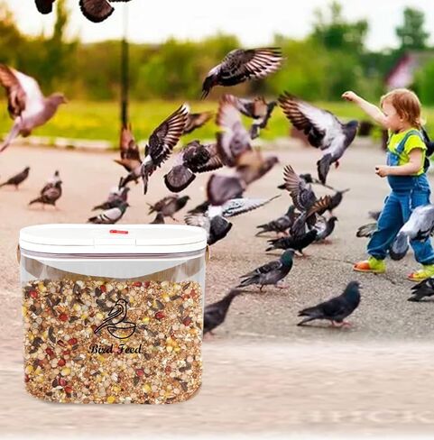 Airtight Pet Cat Food Storage Container 6Lbs|Portable Cat Food Canister with Handle|Clear Cat Food Bin with Food Scoop|ideal for Dog Cat Food Kibble|Clear Plastic-BPA Free in Kuwait