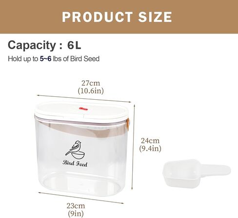 Airtight Pet Cat Food Storage Container 6Lbs|Portable Cat Food Canister with Handle|Clear Cat Food Bin with Food Scoop|ideal for Dog Cat Food Kibble|Clear Plastic-BPA Free in Kuwait