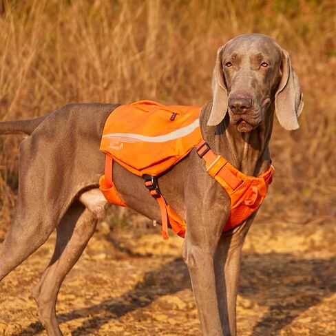 EXCELLENT ELITE SPANKER Y-Shaped Reflective Dog Backpack with Handle Pockets No Pull D-Rings Lightweight Hiking Gear for Dogs Hunting Camping Travel (Orange) in Kuwait