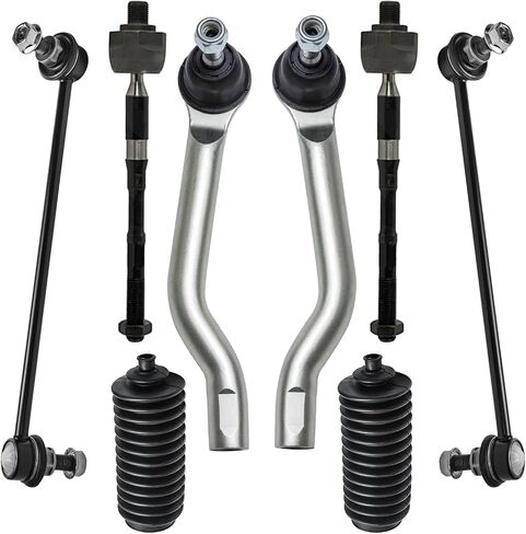 Detroit Axle - 8pc Front Suspension Kit for 2014-2020 Nissan Rogue 2017-2022 Rogue Sport 2017-2019 Qashqai, 4 Inner Outer Tie Rods 2 Sway Bar Links 2 Boots Replacement in Saudi Arabia