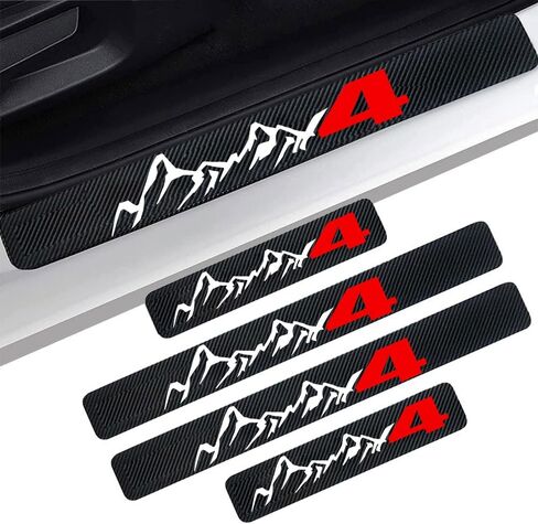 4Pcs Car Door Sill Protector Carbon Fiber Anti-Dirty Scuff Plate Cover Guard Sills Protector Trim fit for Toyota Rav4 GMC AT4 Accessories in Kuwait