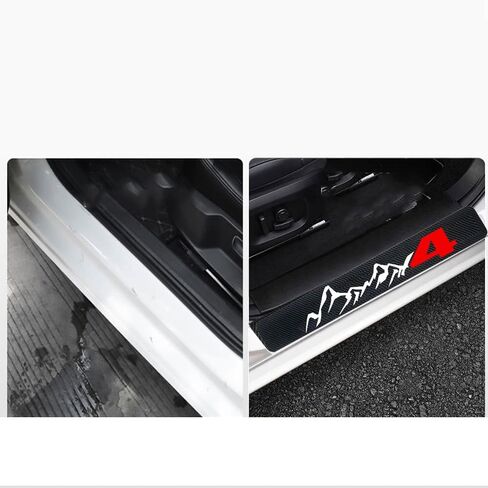 4Pcs Car Door Sill Protector Carbon Fiber Anti-Dirty Scuff Plate Cover Guard Sills Protector Trim fit for Toyota Rav4 GMC AT4 Accessories in Kuwait
