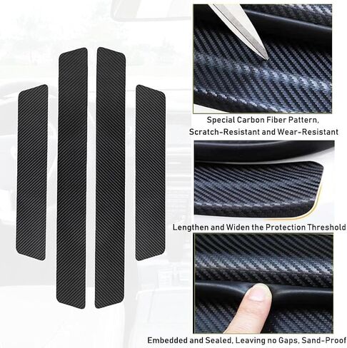 4Pcs Car Door Sill Protector Carbon Fiber Anti-Dirty Scuff Plate Cover Guard Sills Protector Trim fit for Toyota Rav4 GMC AT4 Accessories in Kuwait
