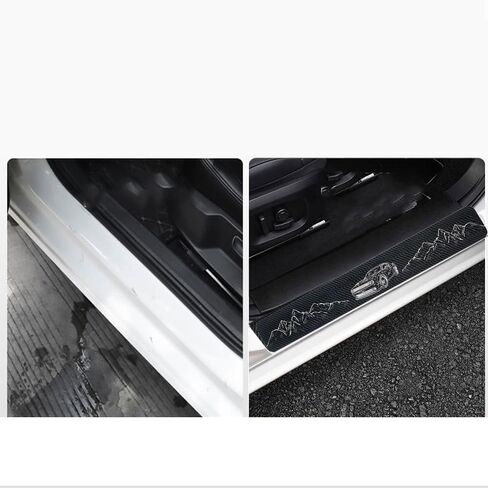 4Pcs Car Door Sill Protector Carbon Fiber Anti-Dirty Scuff Plate Cover Guard Sills Protector Trim fit for Toyota Rav4 GMC AT4 Accessories in Kuwait