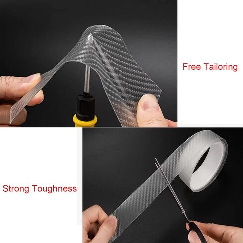 10cm x 5m Car Door Entry Edge Guard, Transparent Carbon Fiber Car Door Entry Edge Anti-Collision Anti-Scratch Tape, Universal Car Protector Film Decorative Accessories in Saudi Arabia