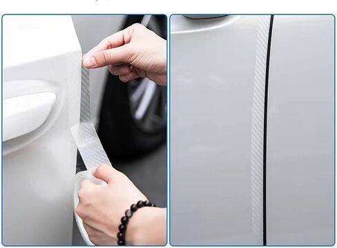 10cm x 5m Car Door Entry Edge Guard, Transparent Carbon Fiber Car Door Entry Edge Anti-Collision Anti-Scratch Tape, Universal Car Protector Film Decorative Accessories in Saudi Arabia