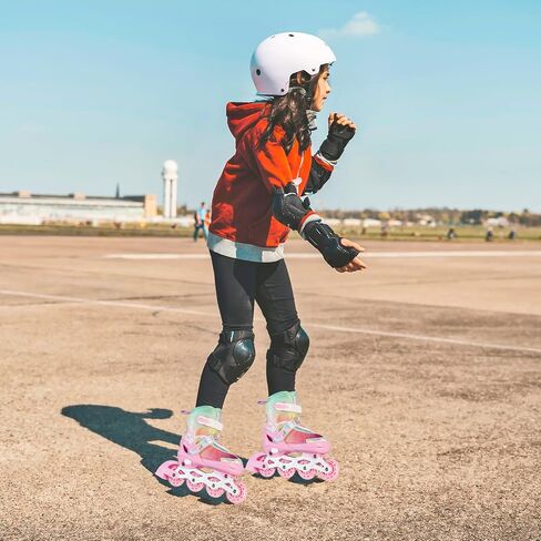 Kids Adjustable Inline Skates for Girls Size M Ages 5-12 Blades Skate with Outdoor All Light Up Wheels for Beginner Women in Saudi Arabia
