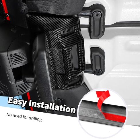 Jimen متوافق مع Jeep Wrangler JL Jlu & Gladiator JT 2024-2025 ، غطاء لوحة العلوي المرآة الداخلية مرآة (ألياف الكربون الأحمر) in Saudi Arabia
