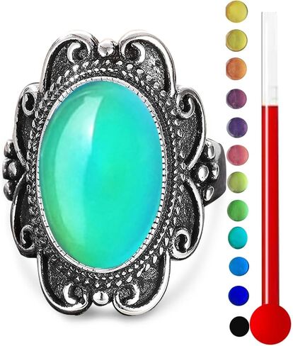 925 sterling Silver Oval Color Ring Crystal Ring ، Retro Mystery Mystery-Terfere-Deforme-Gemstone Boho Ring in Kuwait