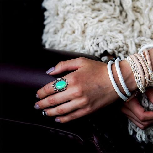 925 sterling Silver Oval Color Ring Crystal Ring ، Retro Mystery Mystery-Terfere-Deforme-Gemstone Boho Ring in Kuwait