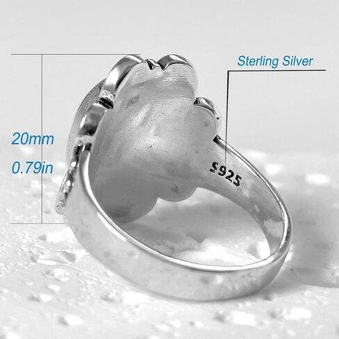 925 sterling Silver Oval Color Ring Crystal Ring ، Retro Mystery Mystery-Terfere-Deforme-Gemstone Boho Ring in Kuwait