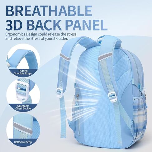 Teen Girls Backpack Aesthetic Laptop Bookbag Elementary Middle School Travel Daypacks Mochilas Escolares Blue in Saudi Arabia