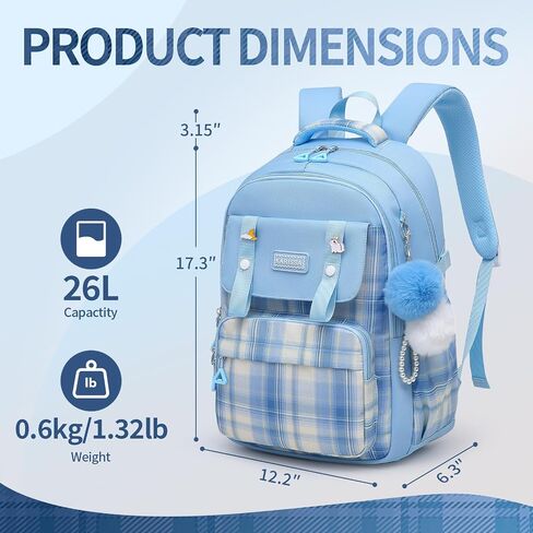 Teen Girls Backpack Aesthetic Laptop Bookbag Elementary Middle School Travel Daypacks Mochilas Escolares Blue in Saudi Arabia