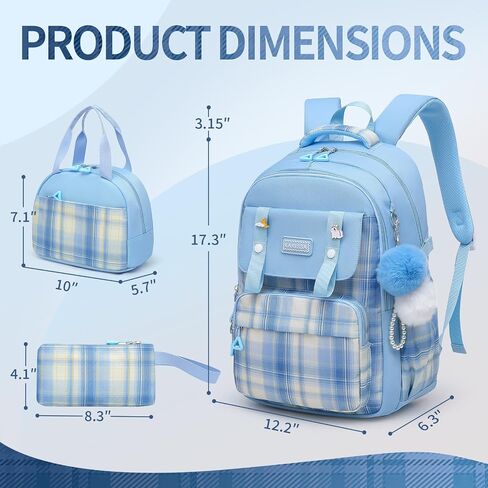 Teen Girls Backpack Aesthetic Laptop Bookbag Elementary Middle School Travel Daypacks Mochilas Escolares Blue in Saudi Arabia