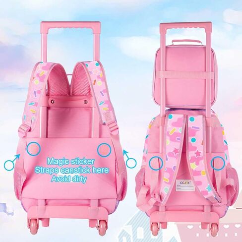 4PCS Love Rolling Backpack for Girls - Cute Wheeled School Set with Lunch Box,Water Resistant Roller School Backpack on Wheels for Elementary Kids Travel in Saudi Arabia