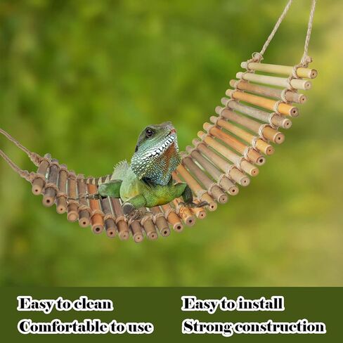 Reptile Climbing Bridge, Bamboo Lizard Ladder Bridge Bearded Dragon Hammock Lizard Lounger Hanging Terrarium Vines Decor Reptiles Habitat Tank Accessories for Gecko Chameleon(4PCS) in Saudi Arabia