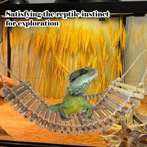 Reptile Climbing Bridge, Bamboo Lizard Ladder Bridge Bearded Dragon Hammock Lizard Lounger Hanging Terrarium Vines Decor Reptiles Habitat Tank Accessories for Gecko Chameleon(4PCS) in Saudi Arabia