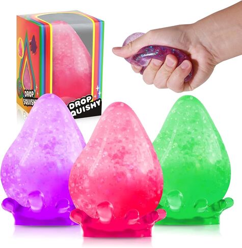 Fidget Toys Dream Squishy Drop, Stress Cube Squishies Anxiety Stress Relief, Ice Squishy Stress Cube-Drop Malt Sugar Balls, Sensory Ball for Kids with Autism (Orange, 1) in Kuwait