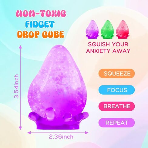 Fidget Toys Dream Squishy Drop, Stress Cube Squishies Anxiety Stress Relief, Ice Squishy Stress Cube-Drop Malt Sugar Balls, Sensory Ball for Kids with Autism (Orange, 1) in Kuwait