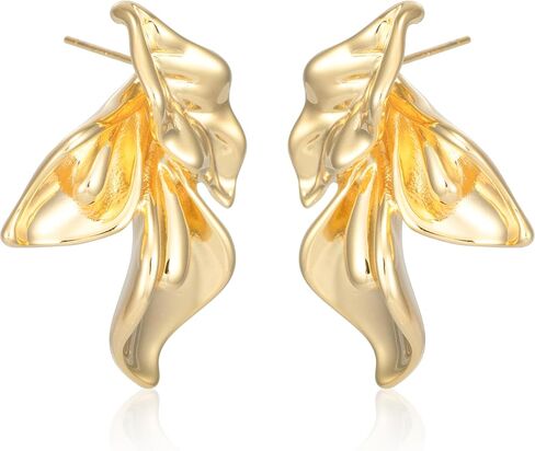 Gold Flower Earrings for Women Dangling Big Floral Statement Drop Earrings in Kuwait