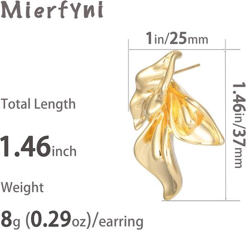 Gold Flower Earrings for Women Dangling Big Floral Statement Drop Earrings in Kuwait