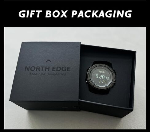 ساعات NORTH EDGE للرجال ساعات عسكرية للرجال من ألياف الكربون مقاومة للماء بطول 164 قدم، بوصلة عداد الخطى، رياضية تكتيكية، الحد الأدنى من المسرع EL الخلفية نايلون (أخضر) in Kuwait