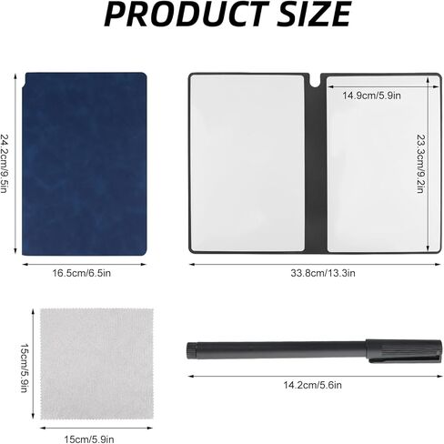 Reusable A5 Dry Erase Notebook Include a Wipeable Pen and Rag,9.5x6.5 Inch Erasable Notebook Whiteboard Notebook,Wipeable Notebook PU Hardcover for Office and Taking Notes(Black) in Kuwait