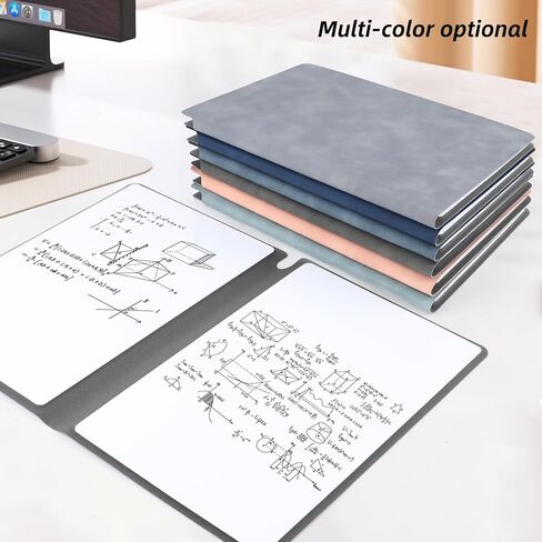 Reusable A5 Dry Erase Notebook Include a Wipeable Pen and Rag,9.5x6.5 Inch Erasable Notebook Whiteboard Notebook,Wipeable Notebook PU Hardcover for Office and Taking Notes(Black) in Kuwait