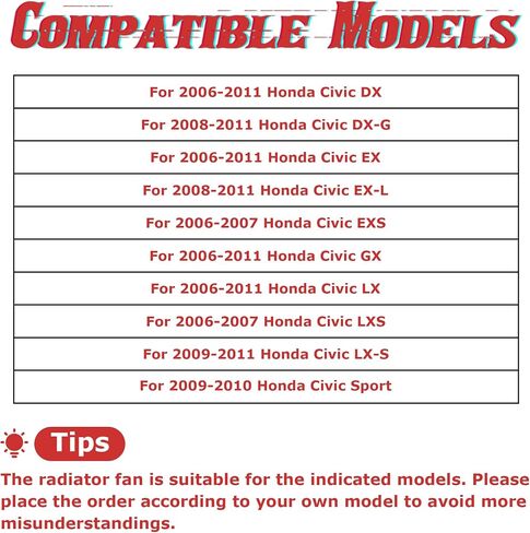 PartsFlow A/C Condenser Cooling Fan Assembly for 2006-2011 Honda Civic 621-011 in Saudi Arabia
