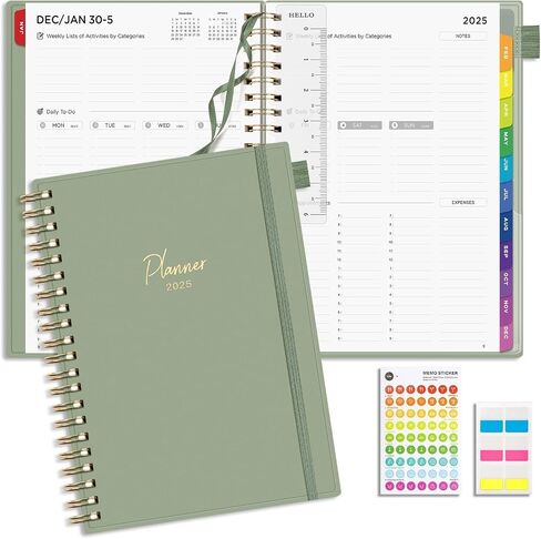 EMSHOI 2025 Planner Hourly Daily Weekly and Monthly, A4 (8.5x11), 3-Tier Appointment Book Vertical Schedule Calendar Organizer for Women Men Work Business, with Monthly Tabs, Note Pages, Black in Saudi Arabia
