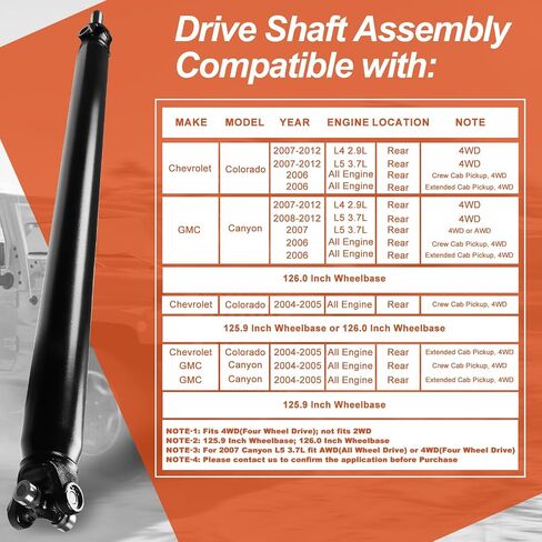 25787947 Rear Complete Drive Shaft Prop Shaft Driveshaft Assembly Compatible with Chevrolet Colorado & GMC Canyon 2004-2012 4WD AWD, Replace OE 946-040, 65-1015, 25787947, 15116624, 15126589 in Saudi Arabia