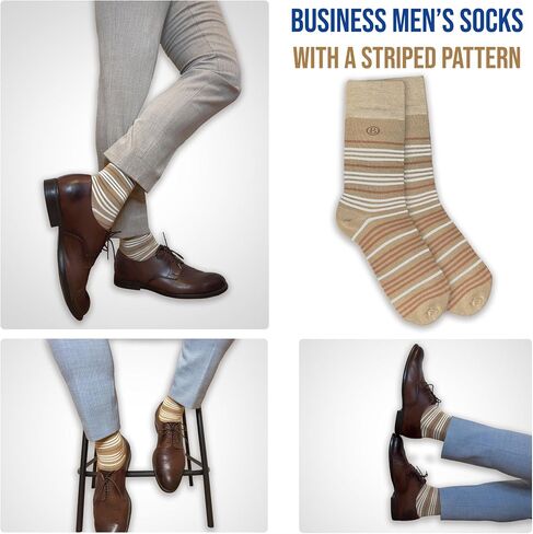 Men's Bamboo Rayon Dress Socks Size 8-13, 5 Pairs Mid Calf Crew Socks for Business & Casual, Premium Quality with Gift Box in Kuwait