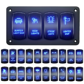 Customize Toggle Switch Panel 4 Gang Rocker Light Bar Switches Waterproof for Pickup Truck Car UTV Off Road Marine in Kuwait