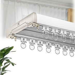 Double Curtain Track Ceiling Mounted, Heavy Duty Aluminum Track Set For Curtains, Silent Sliding Double Rail System For Drapes Living Room Bedroom Room Divider(C1,110cm/3.6ft) in Saudi Arabia