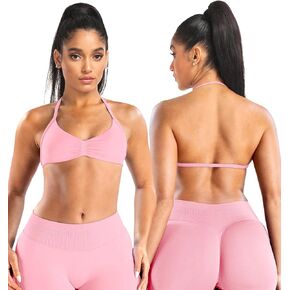 Impact Strappy Sports Bras for Women Workout Padded Wireless Halter Gym Yoga Womens Sports Bras with Removable Cups in Kuwait