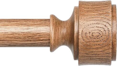 Wood Curtain Rods for Windows 48 to 84 Inch, Adjustable Decorative 1'' Heavy Duty Boho Curtain Rod with Modern Wooden Grain Annual Ring Finials, Vintage Rustic Farmhouse Bedroom Drapery Pole in Kuwait