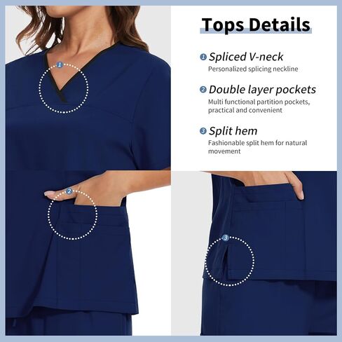niaahinn Scrub for Women Set Y-neck Scrub Top & Cargo Pants, Breathable, Quick Drying in Kuwait